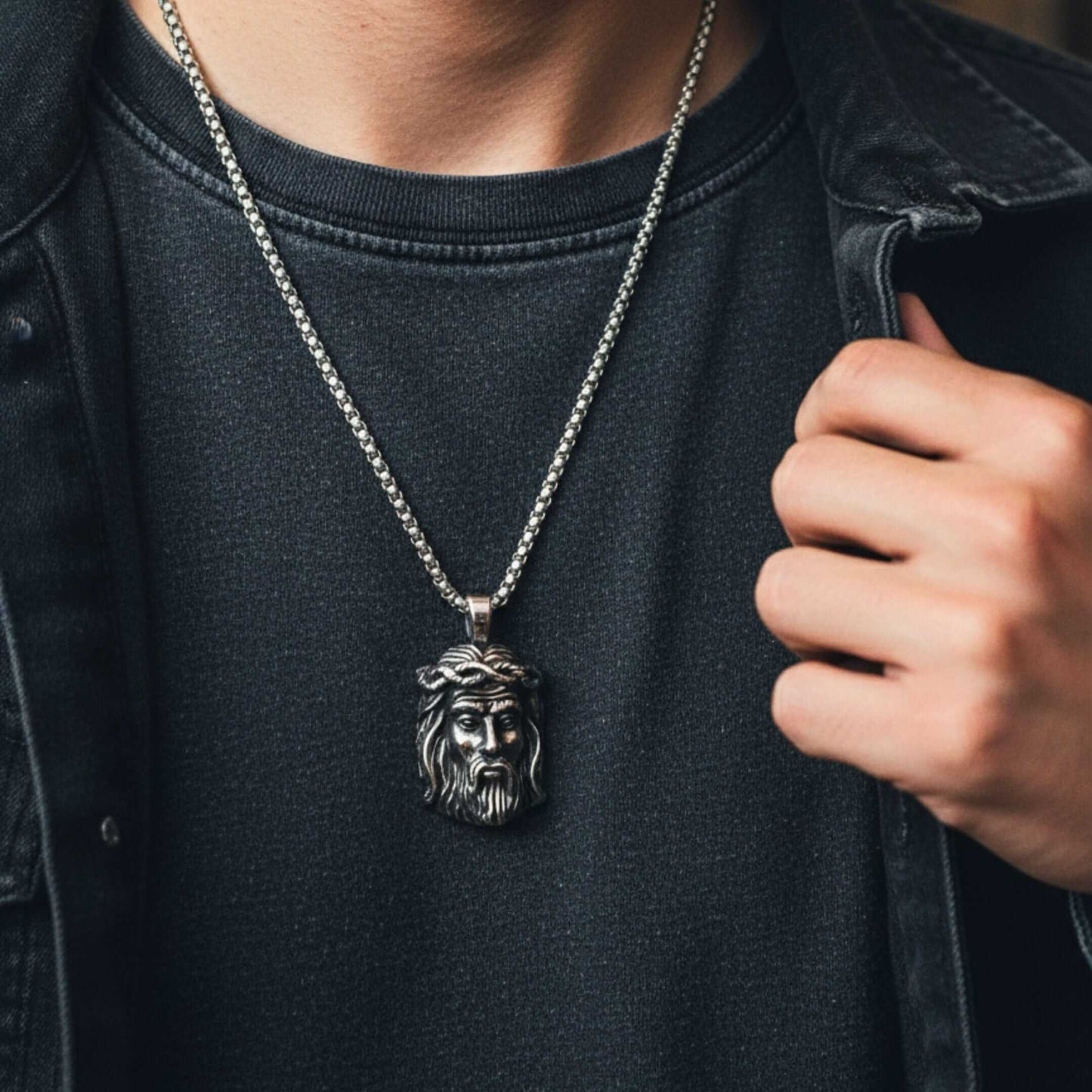 CROWN OF FAITH - 26mm Titanium Steel Pendant with 24inch Round Box 5mm Chain for Men & Boys — SS Pendant/ Necklace for Men | THE MEN THING