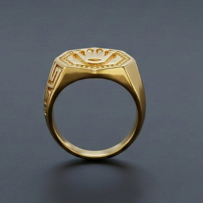 CROWN PRESTIGE - GOLDEN - Pure Stainless Steel Men’s Gold Plated Ring (Size : 16-22-26 ) - THE MEN THING