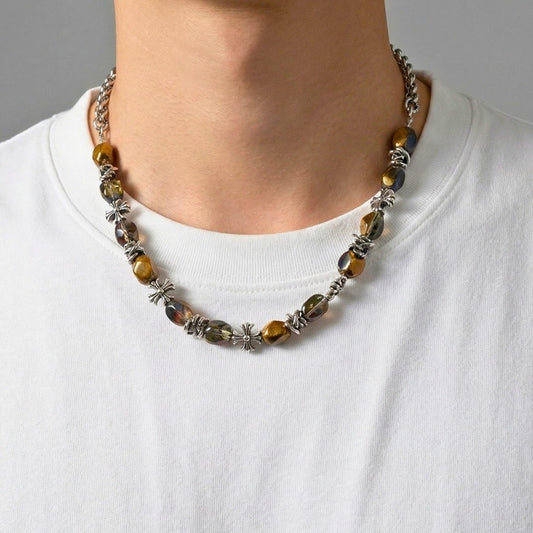 CROZEL - 12mm Pure Stainless Steel Necklace with 19 to 21inch Adjustable Cable Chain for Men & Boys - THE MEN THING