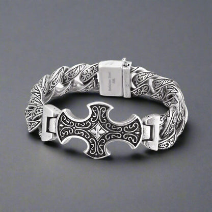 CRUCIFIX - 18mm Pure Titanium Steel Bracelet, Bracelet with hook buckle for Men & Boy (8inch) - THE MEN THING