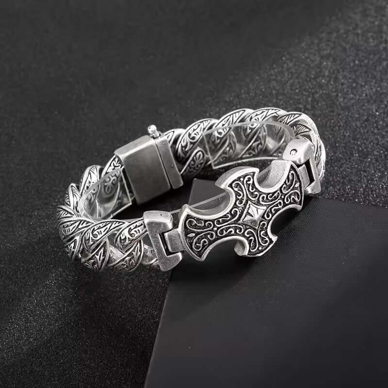 CRUCIFIX - 18mm Pure Titanium Steel Bracelet, Bracelet with hook buckle for Men & Boy (8inch) - THE MEN THING