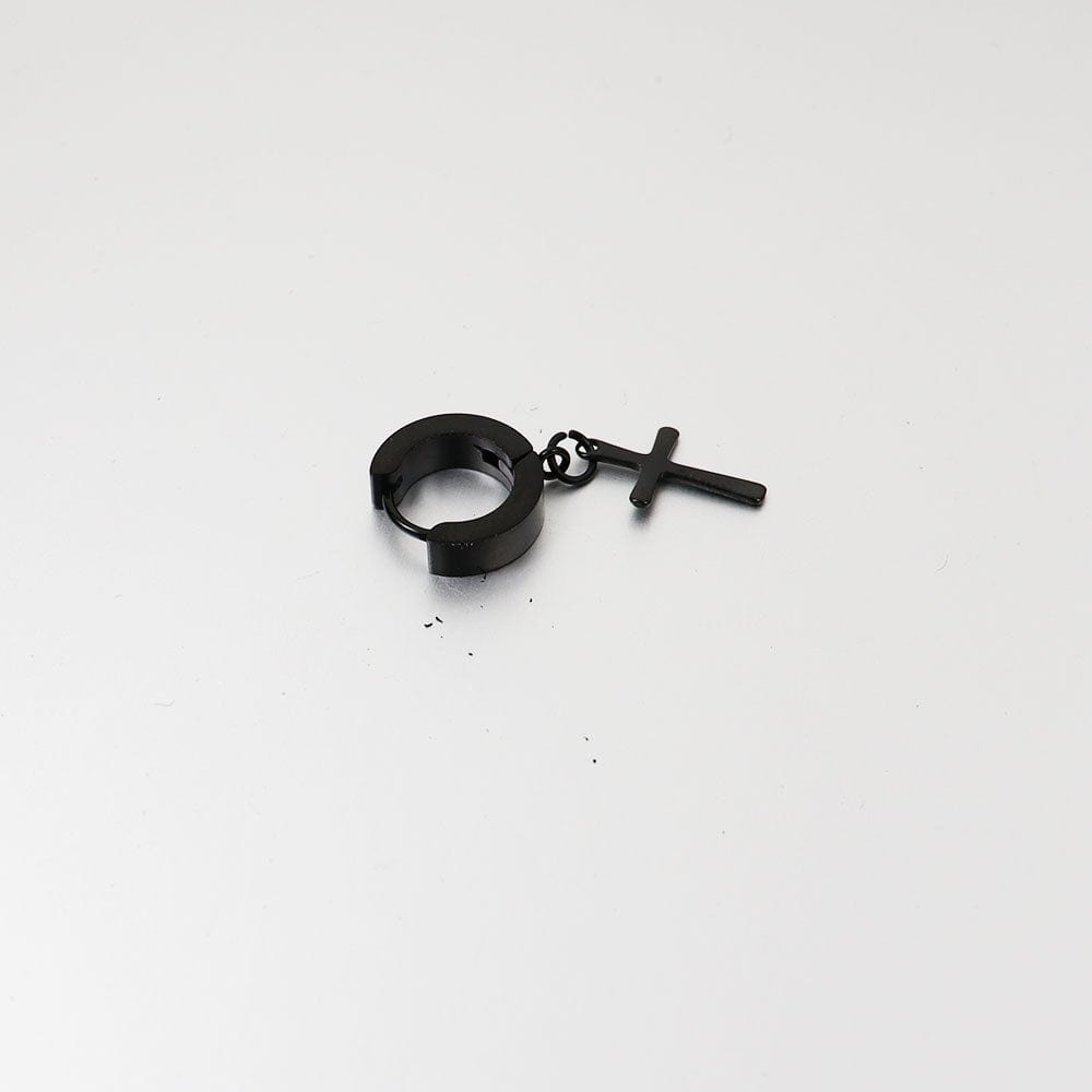 CRUCIS - BLACK - Titanium Steel Hoop Earrings for Men & Boys (2 Pcs) - THE MEN THING
