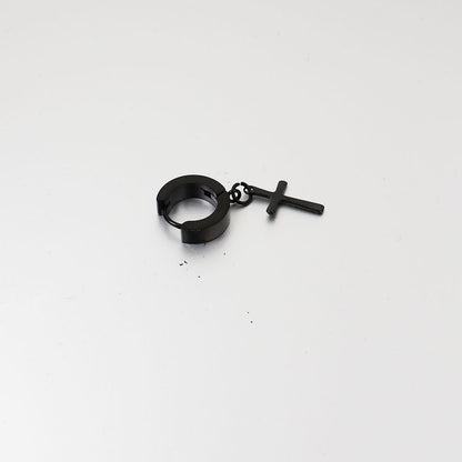 CRUCIS - BLACK - Titanium Steel Hoop Earrings for Men & Boys (2 Pcs) - THE MEN THING