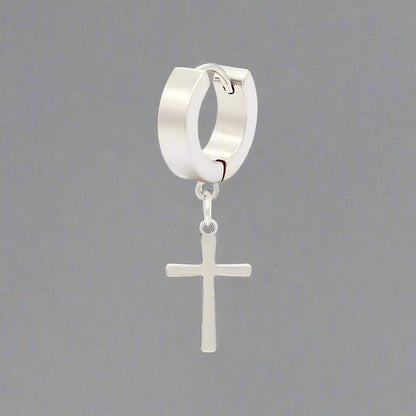 CRUCIS - SILVER - Titanium Steel Hoop Earrings for Men & Boys (2 Pcs) - THE MEN THING