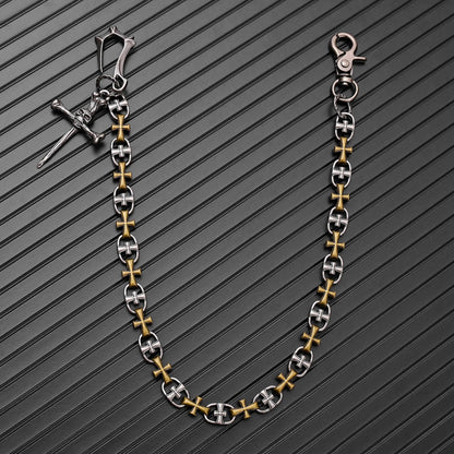 CRUCIX LINK - Antique Steel Pendant 13mm Titanium Steel Skull Heavy Biker Chain for Jeans with Lobster Clasps for Men & Boys - 20 inch — Biker Fashion for Men | THE MEN THING