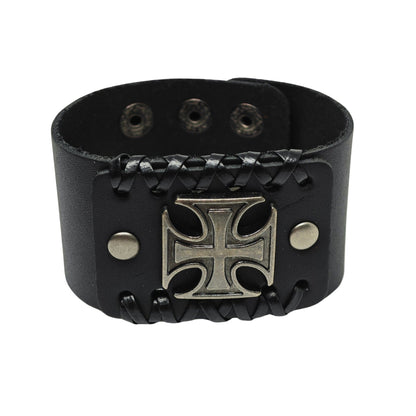CRUSADER CROSS - 45mm Genuine Leather Adjustable Bracelet for Men & Boys (9 inch) - THE MEN THING