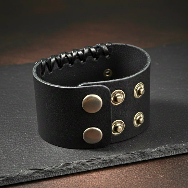CRUSADER CROSS - 45mm Genuine Leather Adjustable Bracelet for Men & Boys (9 inch)