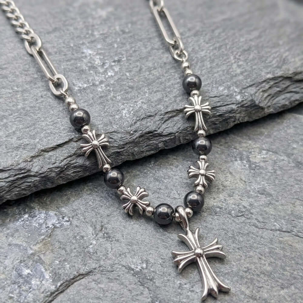 CRUX BEADLINE - 20mm Pure Titanium Steel Pendant with 21 to 22inch Adjustable Cube 9mm Chain for Men & Boys — SS Pendant/ Necklace for Men | THE MEN THING