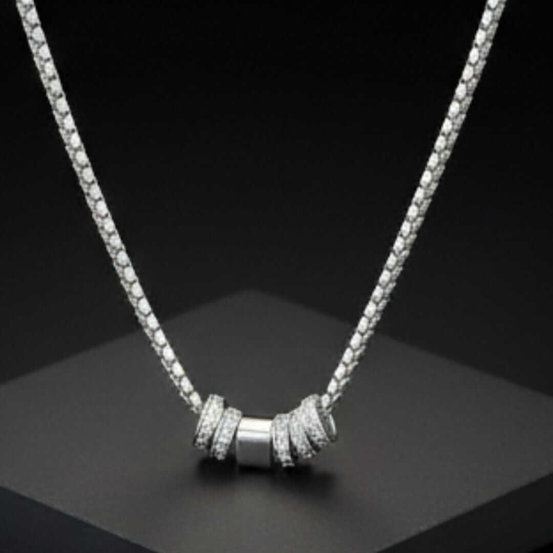 CRYSTAL RING BAR - Pure Titanium Steel Pendant with 16 to18 inch Adjustable Round Box 4mm Chain for Men & Boys — SS Pendant/ Necklace for Men | THE MEN THING