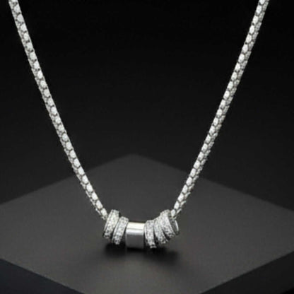 CRYSTAL RING BAR - Pure Titanium Steel Pendant with 16 to18 inch Adjustable Round Box 4mm Chain for Men & Boys — SS Pendant/ Necklace for Men | THE MEN THING