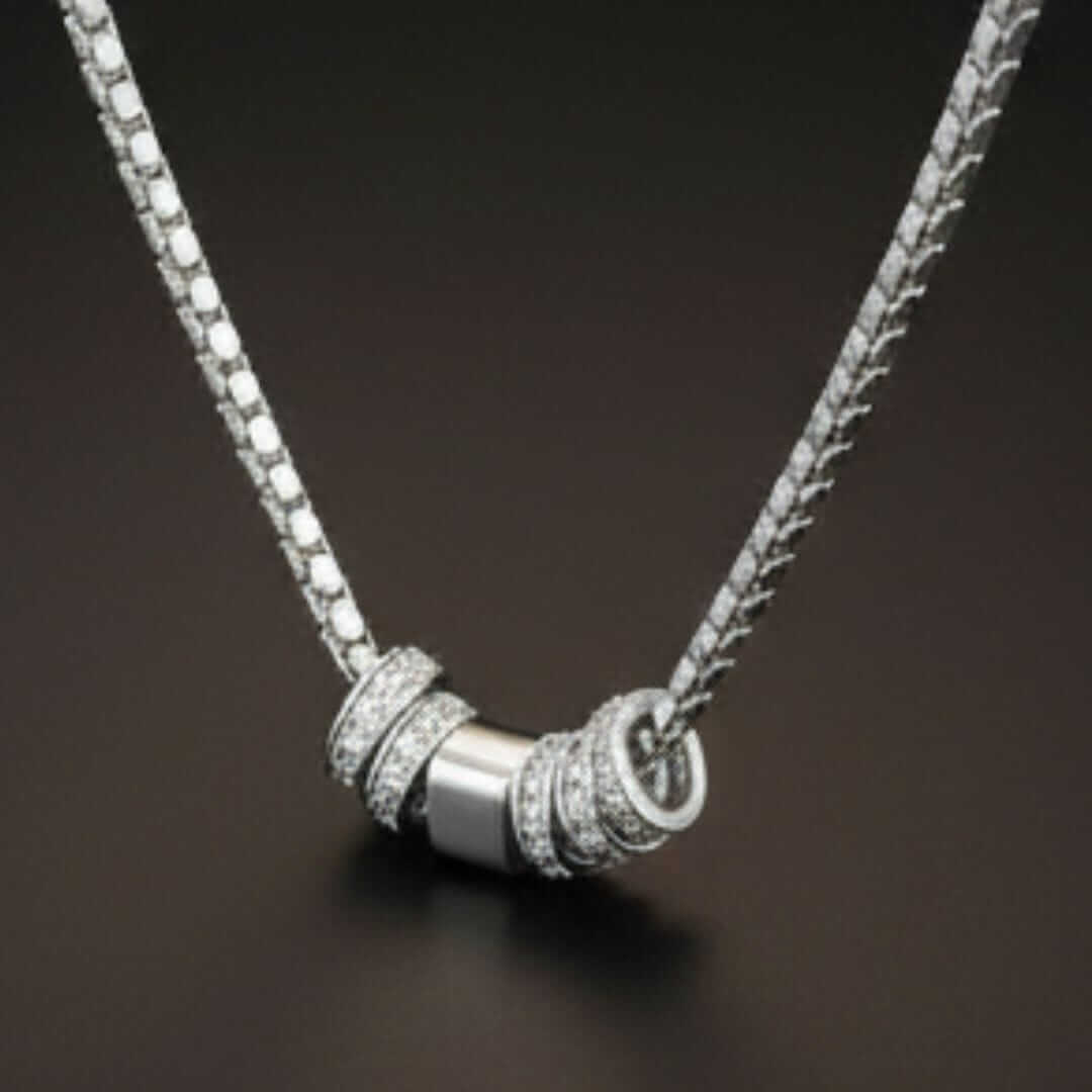 CRYSTAL RING BAR - Pure Titanium Steel Pendant with 16 to18 inch Adjustable Round Box 4mm Chain for Men & Boys — SS Pendant/ Necklace for Men | THE MEN THING