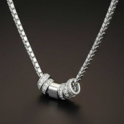 CRYSTAL RING BAR - Pure Titanium Steel Pendant with 16 to18 inch Adjustable Round Box 4mm Chain for Men & Boys — SS Pendant/ Necklace for Men | THE MEN THING