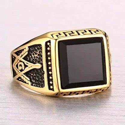 CUBIC ZIRCONIA - Ring for Men (Steel Colour) , Luxury Thick Solid Titanium Steel Ring Steel with Oval/Square Gemstone  (Size: 17,20,26) - THE MEN THING