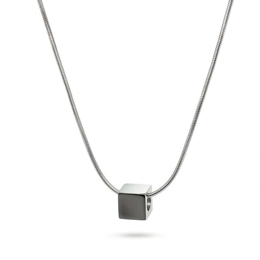 CUBIX CORE - 10mm Titanium Steel Pendant with 20 to 22inch Adjustable Snake 2mm Chain for Men & Boys — SS Pendant/ Necklace for Men | THE MEN THING