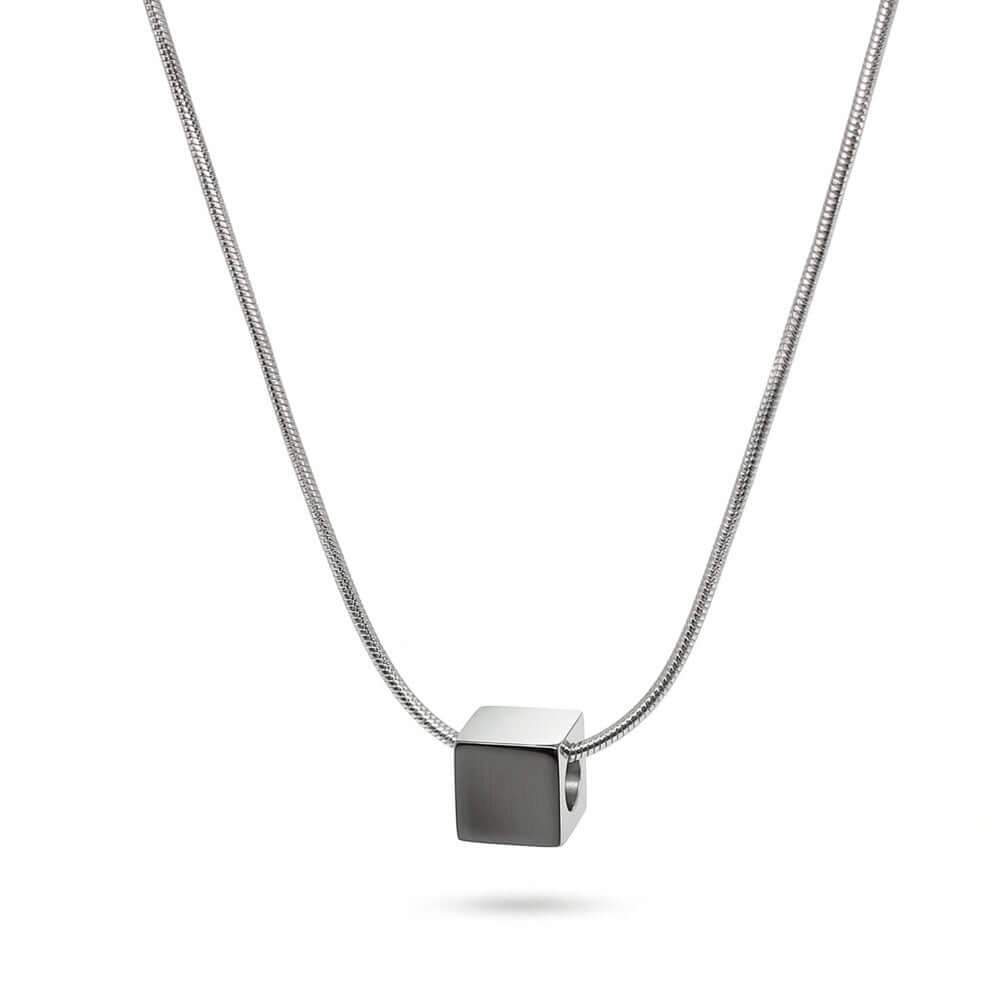 CUBIX CORE - 10mm Titanium Steel Pendant with 20 to 22inch Adjustable Snake 2mm Chain for Men & Boys — SS Pendant/ Necklace for Men | THE MEN THING