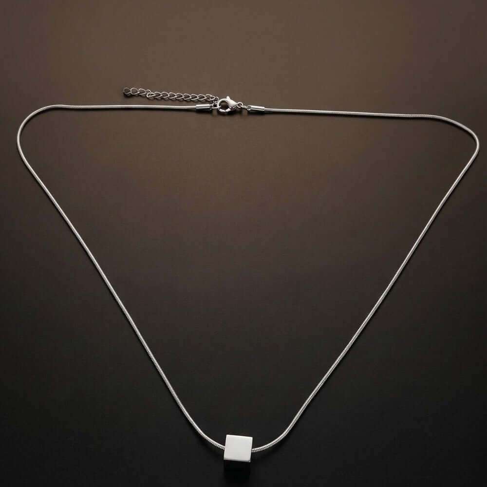 CUBIX CORE - 10mm Titanium Steel Pendant with 20 to 22inch Adjustable Snake 2mm Chain for Men & Boys — SS Pendant/ Necklace for Men | THE MEN THING