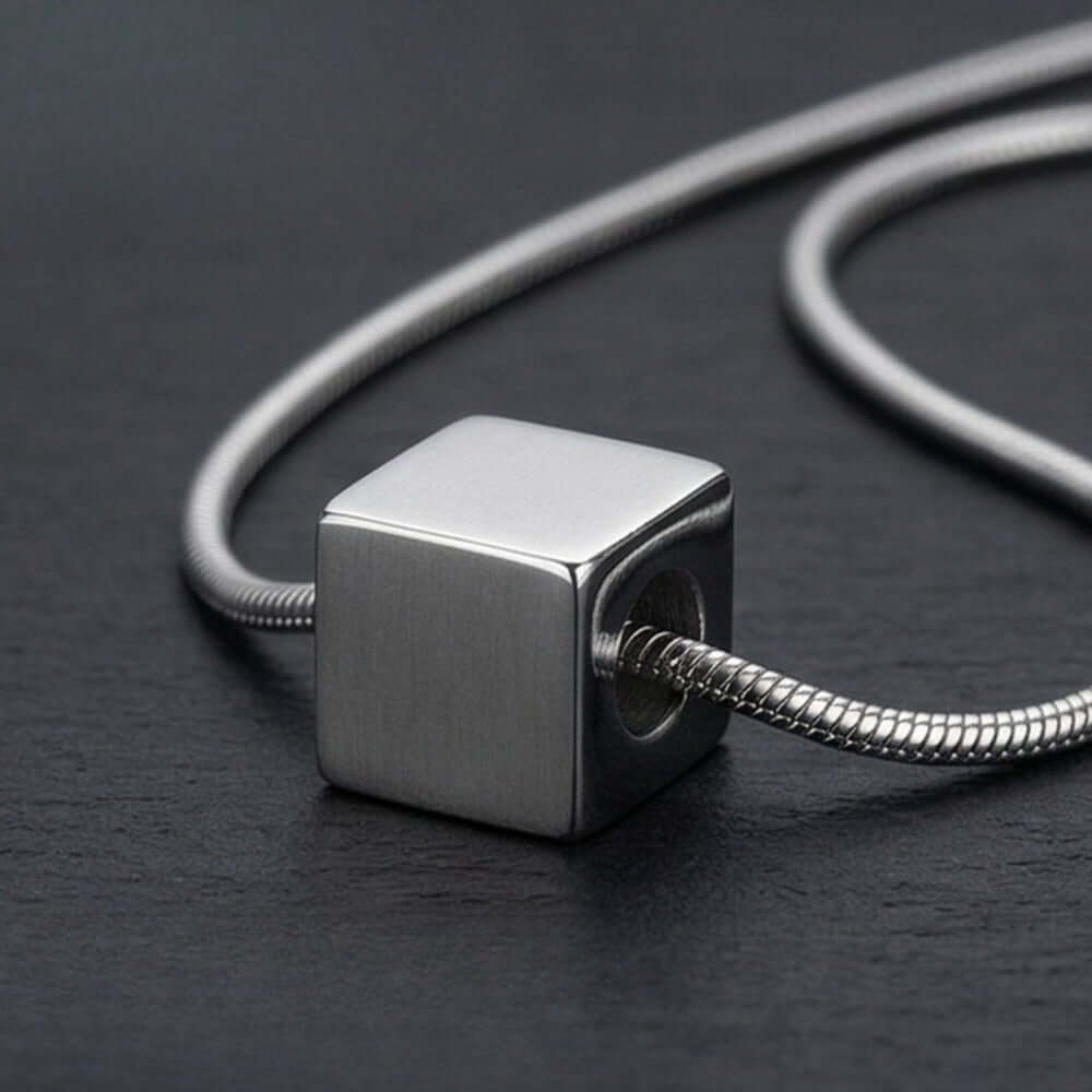 CUBIX CORE - 10mm Titanium Steel Pendant with 20 to 22inch Adjustable Snake 2mm Chain for Men & Boys — SS Pendant/ Necklace for Men | THE MEN THING