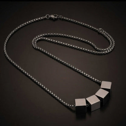 CUBIXA - 9mm Titanium Steel Pendant with 23inch 4mm Round Box Chain for Men & Boys — SS Pendant/ Necklace for Men | THE MEN THING