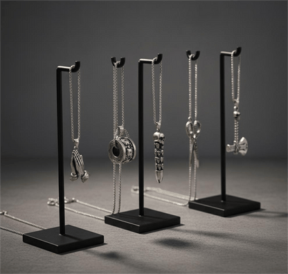 CURSED CHRONICLES High Contrast 5-Piece Men’s Pendant Set – BULLET OF DOOM, SCISSORS FLAME, CURVED AXE, MANTRA ROUND, & APPLAUD Necklaces on 24 Inch Stainless Steel Chain for Mens and Boys - THE MEN THING