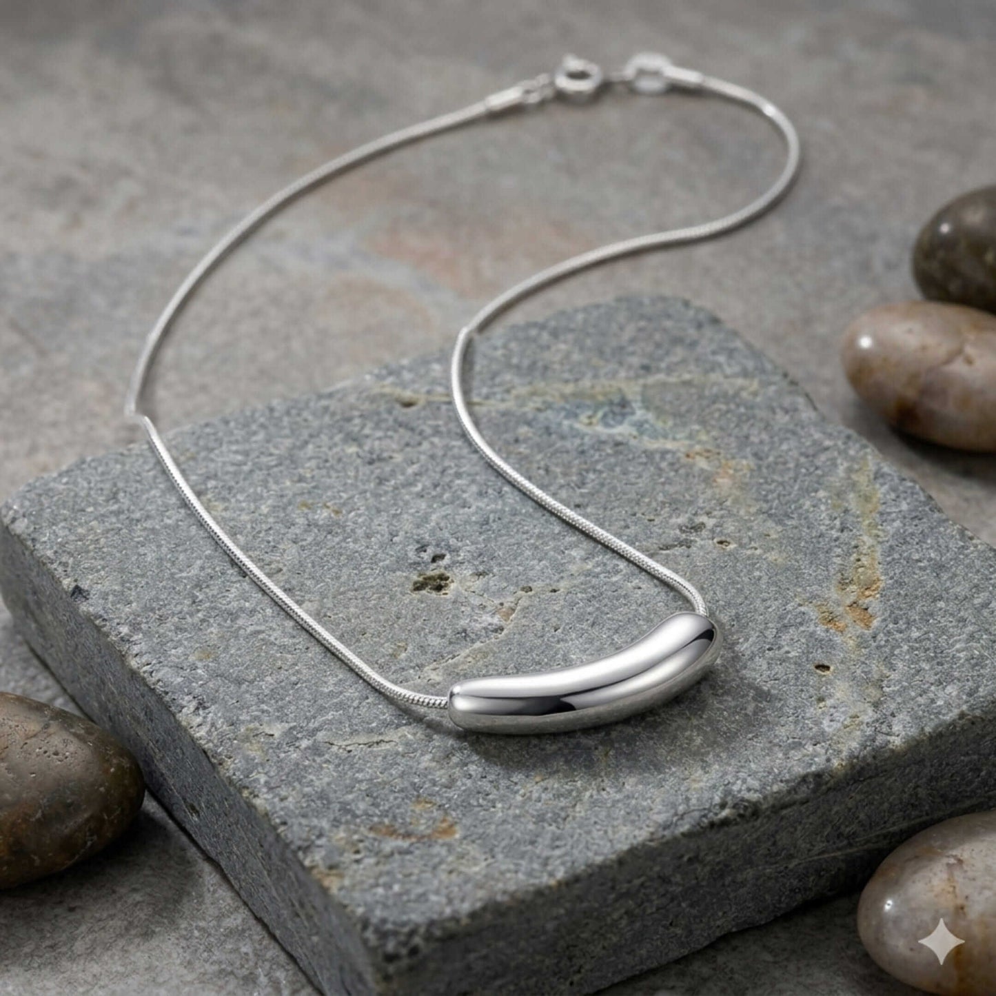 CURVE BAR - 6mm Titanium Steel Pendant with 20 to 22inch Adjustable Snake 2mm Chain for Men & Boys — SS Pendant/ Necklace for Men | THE MEN THING