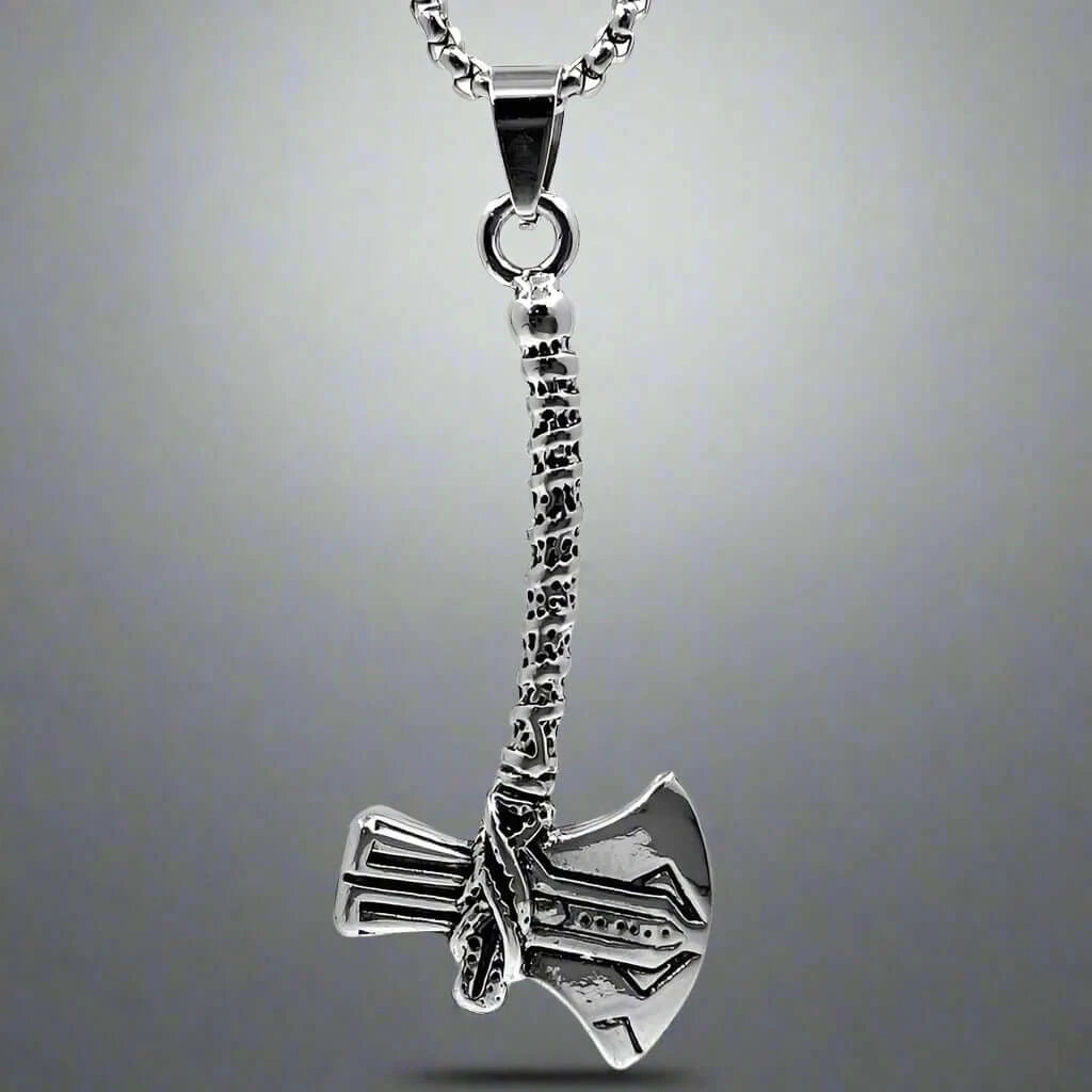 CURVED AXE -  Alloy Pendant with Stainless Steel 24inch Round Box Chain, Milan trending Style for Men & Boy - THE MEN THING