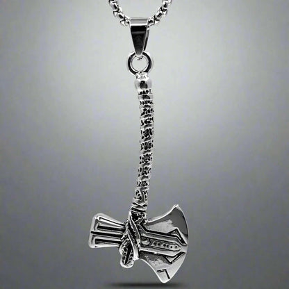 CURVED AXE -  Alloy Pendant with Stainless Steel 24inch Round Box Chain, Milan trending Style for Men & Boy - THE MEN THING