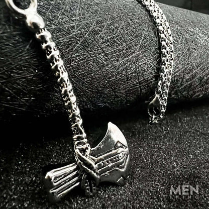 CURVED AXE -  Alloy Pendant with Stainless Steel 24inch Round Box Chain, Milan trending Style for Men & Boy - THE MEN THING