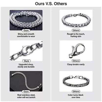 CURVELET - 5mm Titanium Steel Bracelet American trending Style, 8 and 9 inch for Men & Boys - THE MEN THING