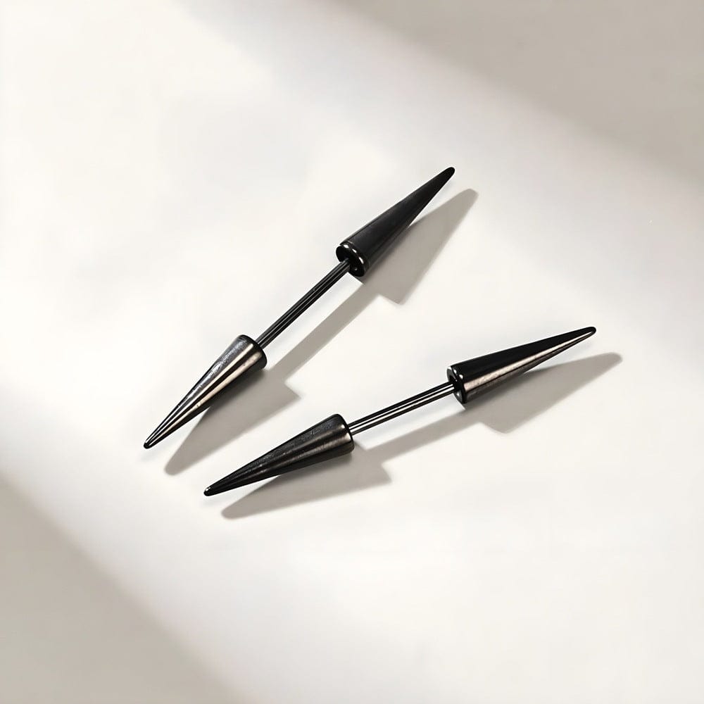 CYBER CONE BLACK - Titanium Steel Arrow Stud Earrings for Men & Boys 3mm and 5mm (2pcs) — Earring for Men | THE MEN THING