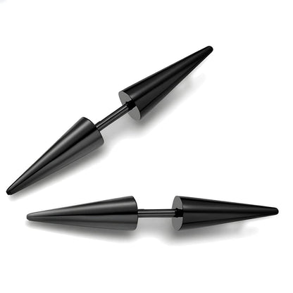 CYBER CONE BLACK - Titanium Steel Arrow Stud Earrings for Men & Boys 3mm and 5mm (2pcs) — Earring for Men | THE MEN THING