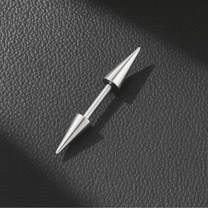 CYBER CONE SILVER - Titanium Steel Arrow Stud Earrings for Men & Boys 3mm and 5mm (2pcs) - THE MEN THING