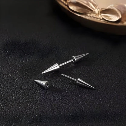 CYBER CONE SILVER - Titanium Steel Arrow Stud Earrings for Men & Boys 3mm and 5mm (2pcs) - THE MEN THING