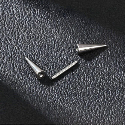 CYBER CONE SILVER - Titanium Steel Arrow Stud Earrings for Men & Boys 3mm and 5mm (2pcs) - THE MEN THING