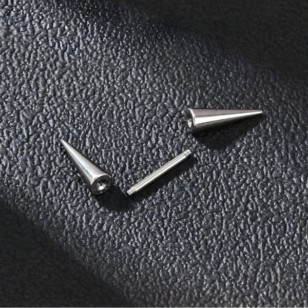 CYBER CONE SILVER - Titanium Steel Arrow Stud Earrings for Men & Boys 3mm and 5mm (2pcs)