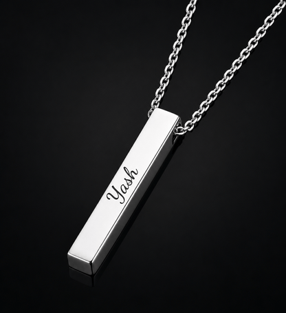 ENGRAVED - STEEL AXIS - 35mm Titanium Steel Pendant with Oval Cable 1mm Chain for Men & Boys (19inch)