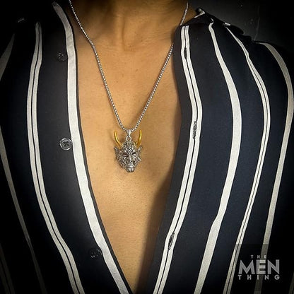 Combo – Golden Horn Titanium Pendant with 24″ Chain + Vintage Wyvern Copper Bracelet (9 inch) - THE MEN THING