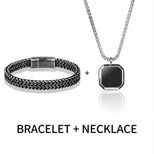 Combo OCTAGON GEO (T) Pendant × DOUBLE FRANCO LINK Bangle Bracelet | Bold Style Set for Men - THE MEN THING