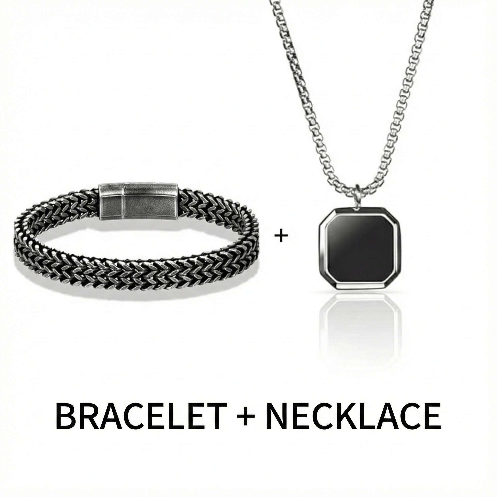 Combo OCTAGON GEO (T) Pendant × DOUBLE FRANCO LINK Bangle Bracelet | Bold Style Set for Men - THE MEN THING