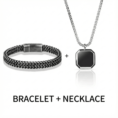 Combo OCTAGON GEO (T) Pendant × DOUBLE FRANCO LINK Bangle Bracelet | Bold Style Set for Men - THE MEN THING