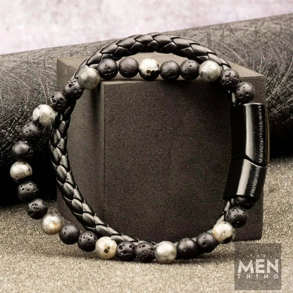 DARK AGE STYLE - European Style Genuine Leather Bracelet with Multi-Layer Braided, 100% Stainless Steel Magnetic Buckle for Men & Boys (7 inch) - THE MEN THING