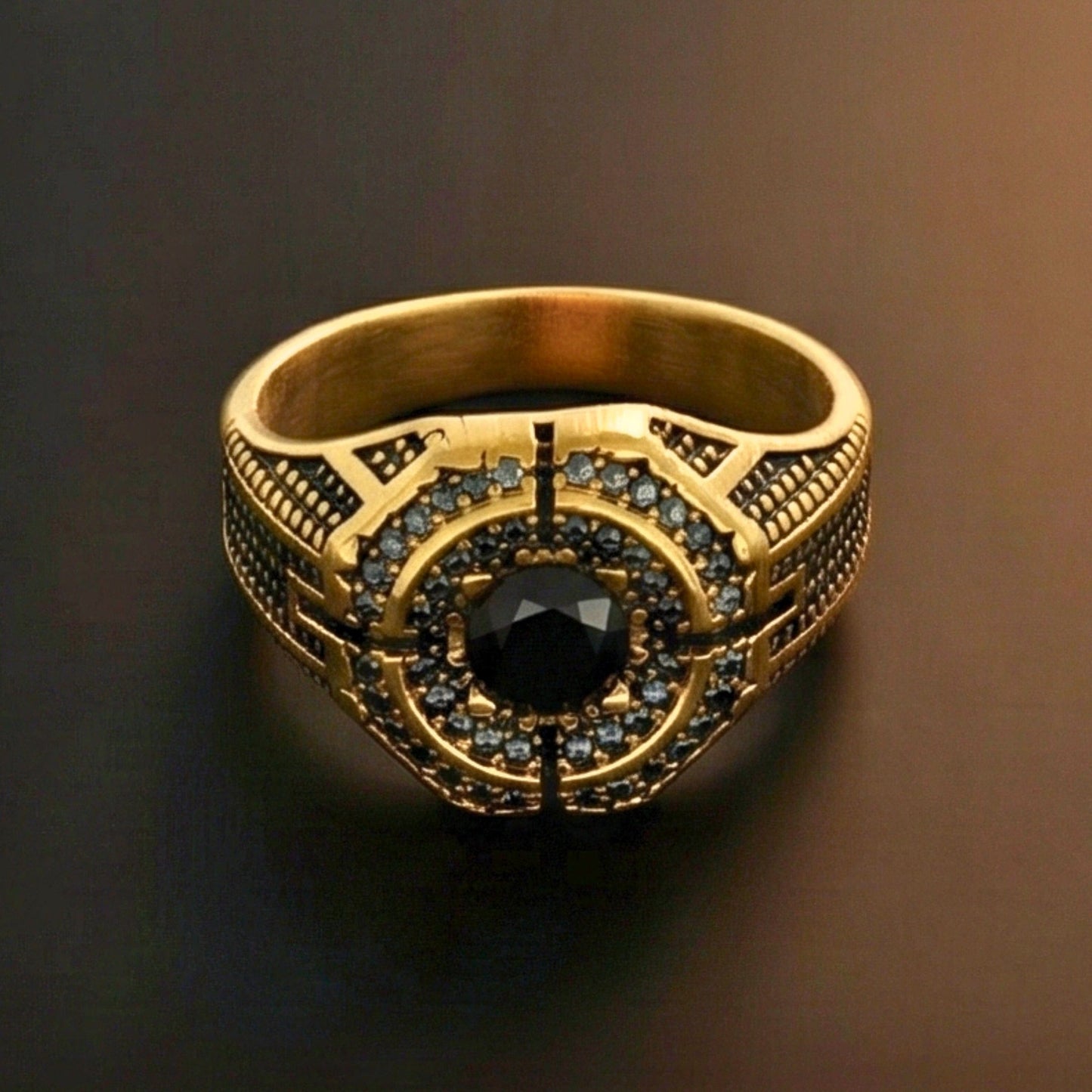 DARK CITADEL - GOLDEN - Pure Stainless Steel Men’s Gold-Black Plated Ring (Size : 17-22-27) - THE MEN THING