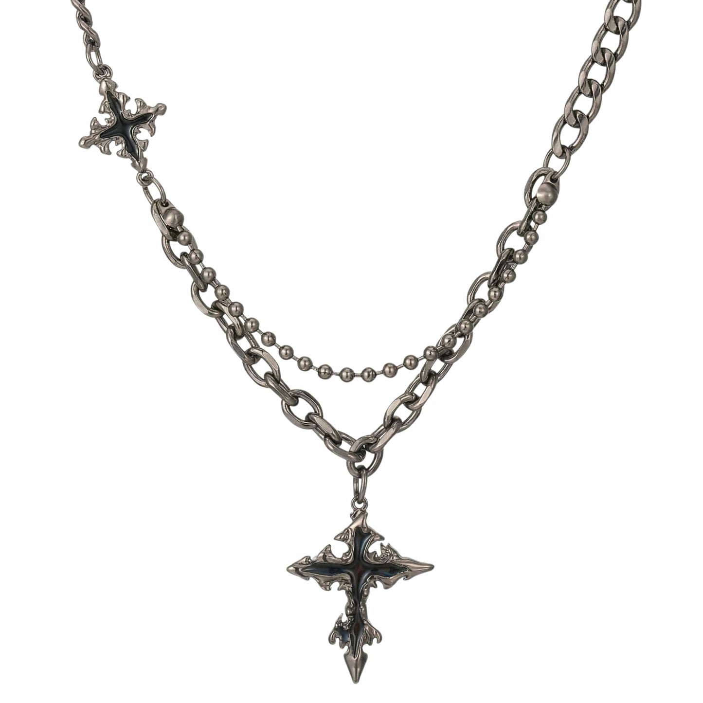 DARK CREED CROSS BLACK - 21mm Titanium Steel Pendant with 18 to 20inch Adjustable Cube 6mm Chain for Men & Boys - THE MEN THING