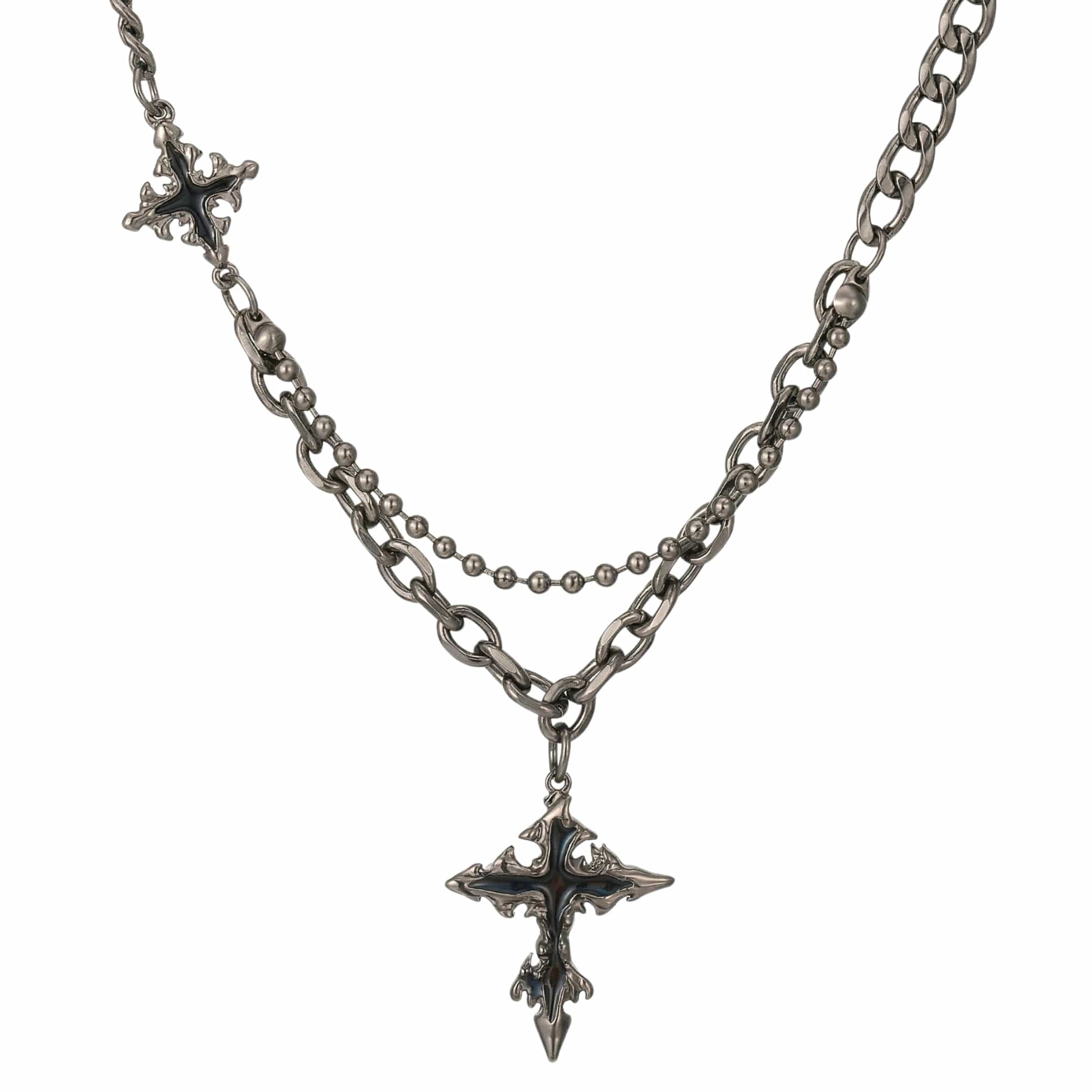 DARK CREED CROSS BLACK - 21mm Titanium Steel Pendant with 18 to 20inch Adjustable Cube 6mm Chain for Men & Boys - THE MEN THING