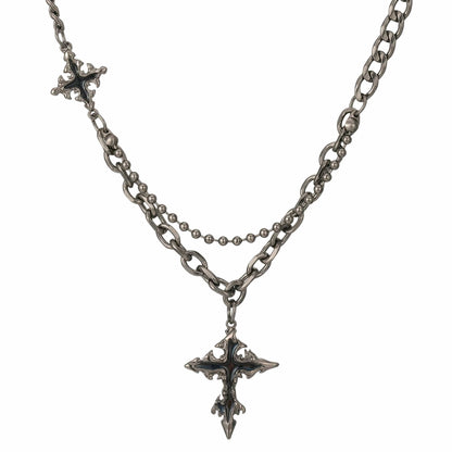 DARK CREED CROSS BLACK - 21mm Titanium Steel Pendant with 18 to 20inch Adjustable Cube 6mm Chain for Men & Boys - THE MEN THING