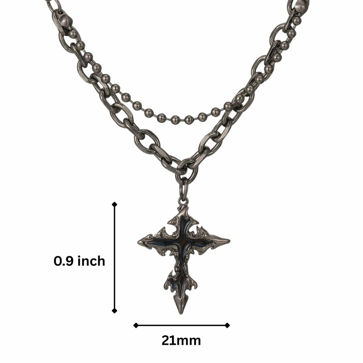 DARK CREED CROSS BLACK - 21mm Titanium Steel Pendant with 18 to 20inch Adjustable Cube 6mm Chain for Men & Boys - THE MEN THING