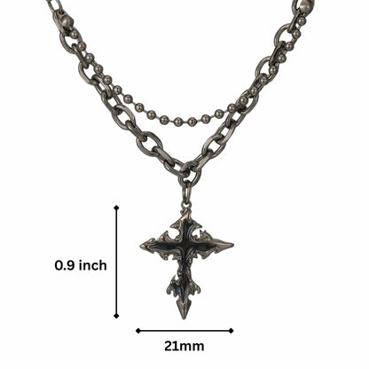 DARK CREED CROSS BLACK - 21mm Titanium Steel Pendant with 18 to 20inch Adjustable Cube 6mm Chain for Men & Boys - THE MEN THING