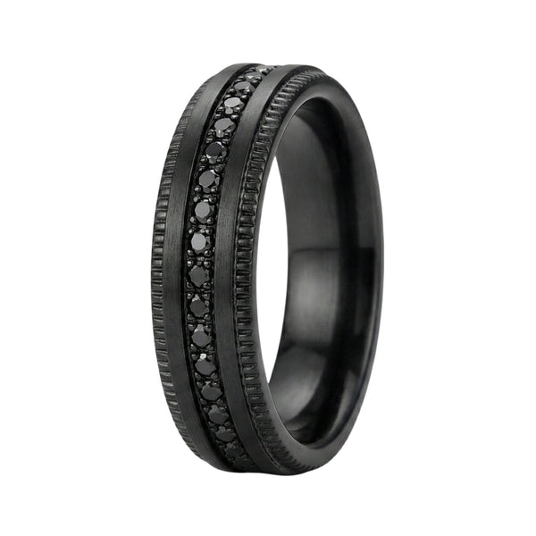 DARK CREST - Pure Stainless Steel Men’s Black-Plated Ring (Size : 17-22-27)