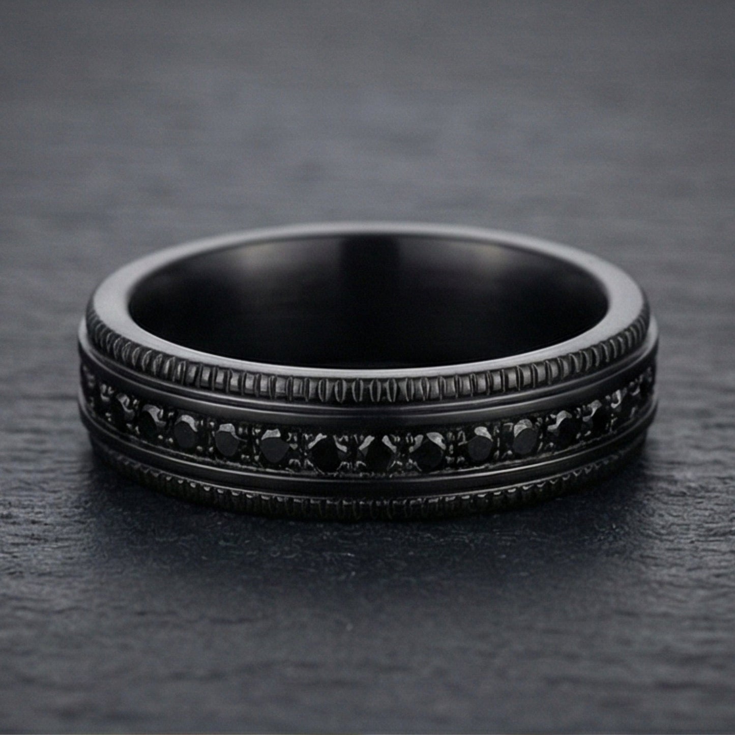 DARK CREST - Pure Stainless Steel Men’s Black-Plated Ring (Size : 17-22-27) - THE MEN THING