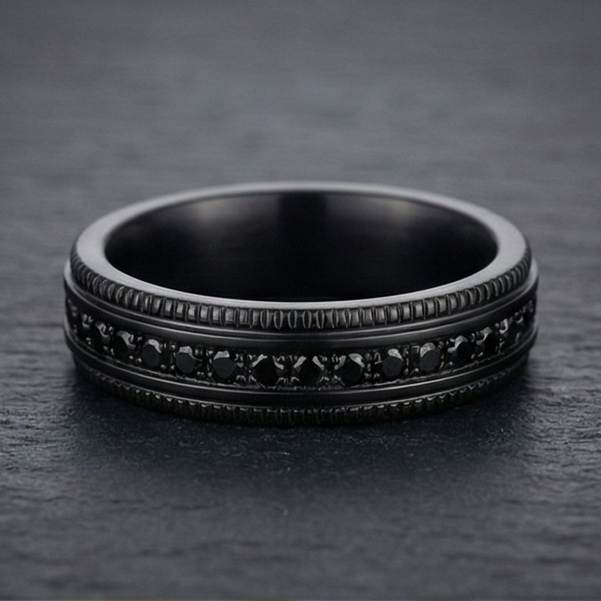 DARK CREST - Pure Stainless Steel Men’s Black-Plated Ring (Size : 17-22-27) - THE MEN THING