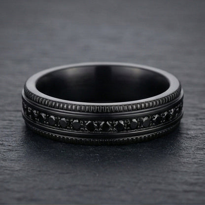 DARK CREST - Pure Stainless Steel Men’s Black-Plated Ring (Size : 17-22-27) - THE MEN THING